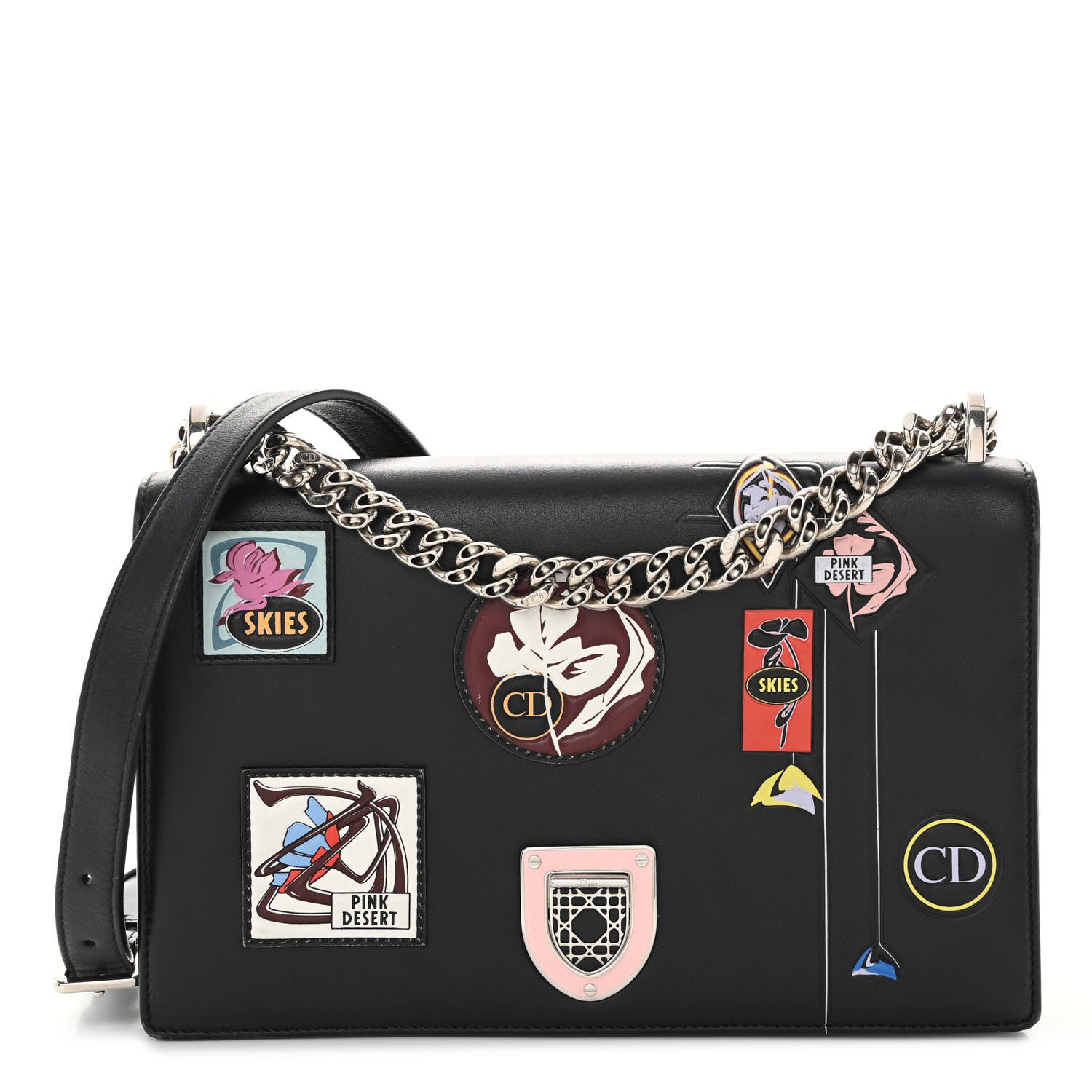Christian Dior Calfskin Paradise Diorama Flap Bag Black 1 of 9
