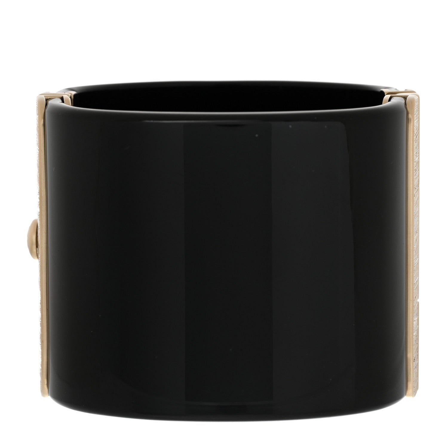 Chanel Resin Quilted CC Cuff Black Gold 3 of 8