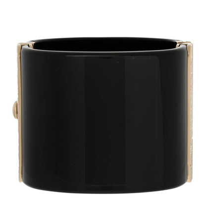 Chanel Resin Quilted CC Cuff Black Gold 3 of 8