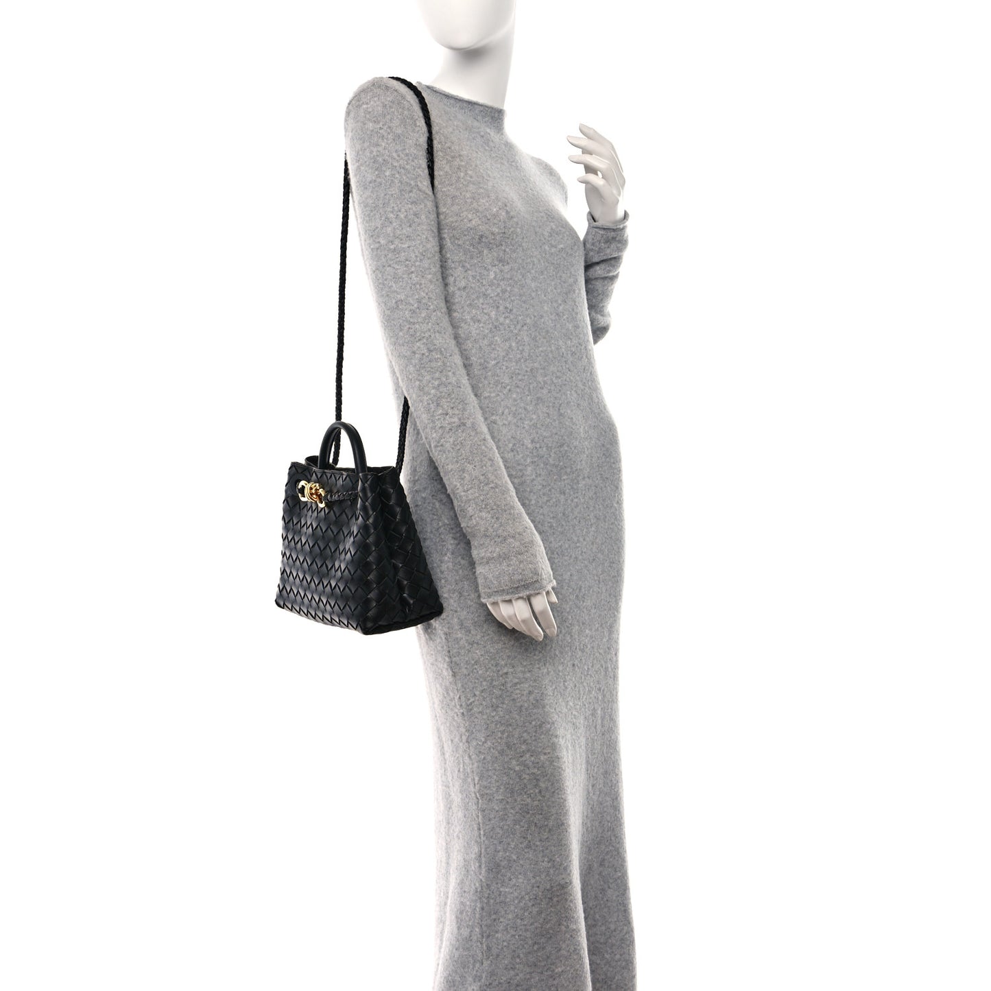 Nappa Intrecciato Small Andiamo Shoulder Bag Black