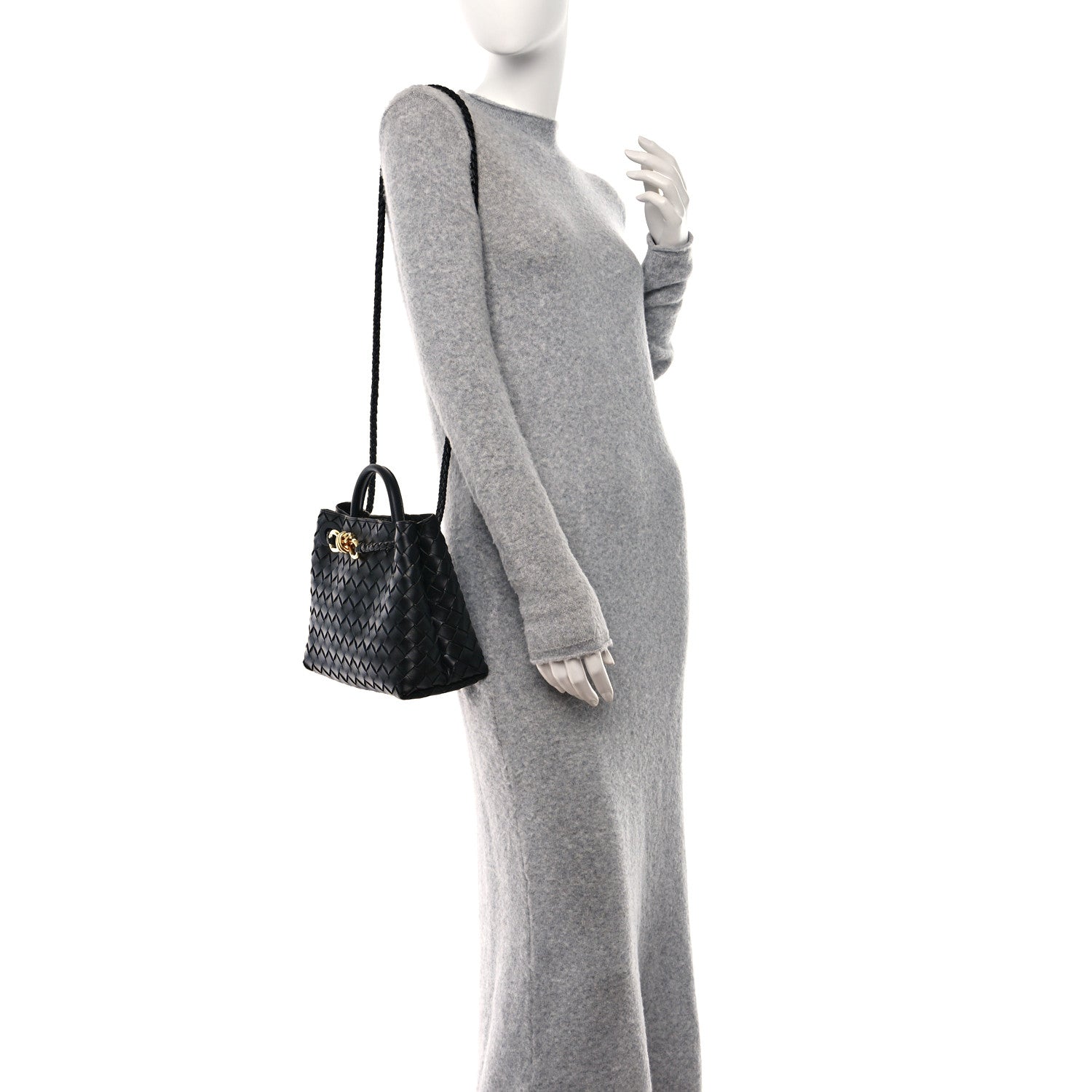 Bottega Veneta Nappa Intrecciato Small Andiamo Shoulder Bag Black 2 of 9