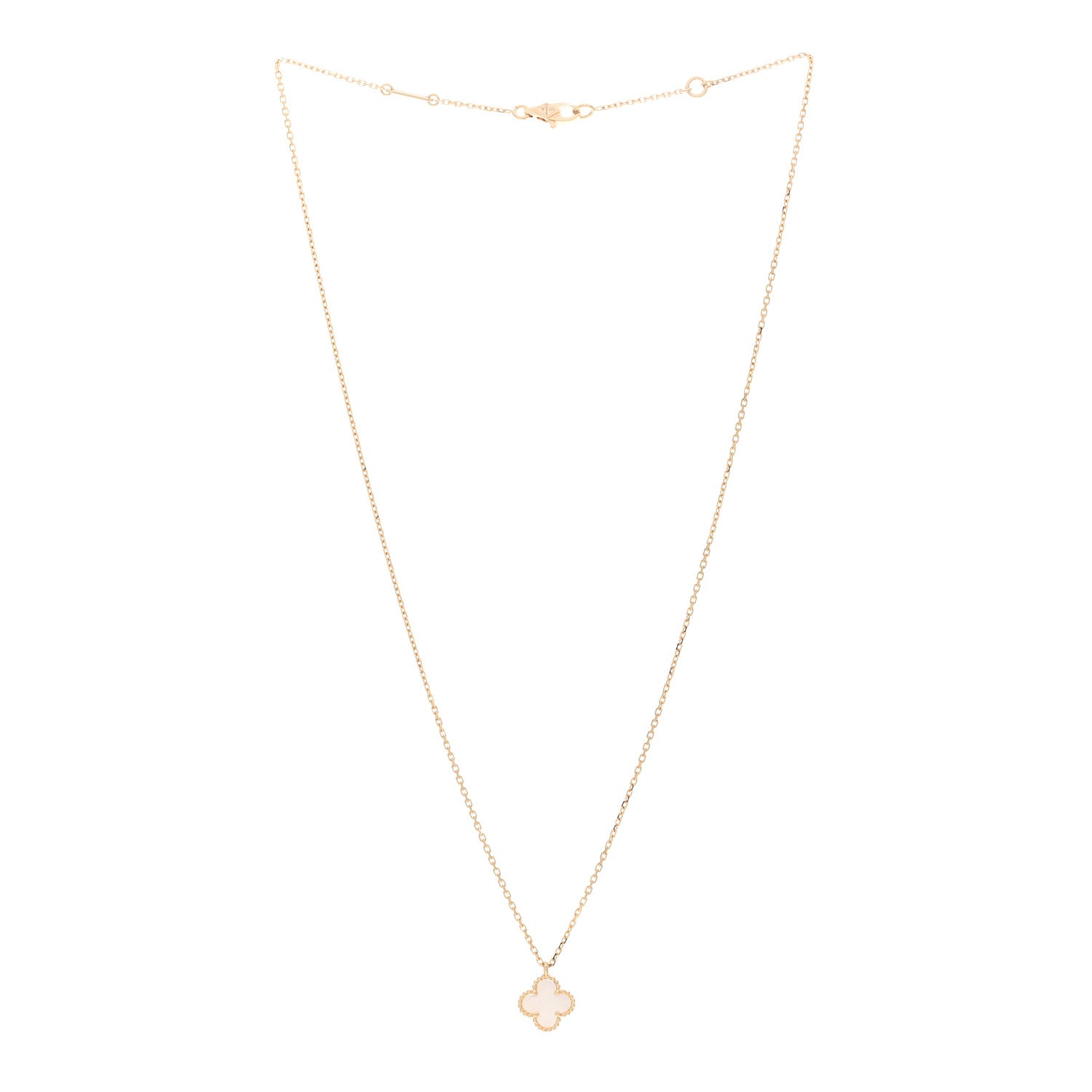 Van Cleef & Arpels 18K Yellow Gold Mother of Pearl Sweet Alhambra Pendant Necklace 3 of 5
