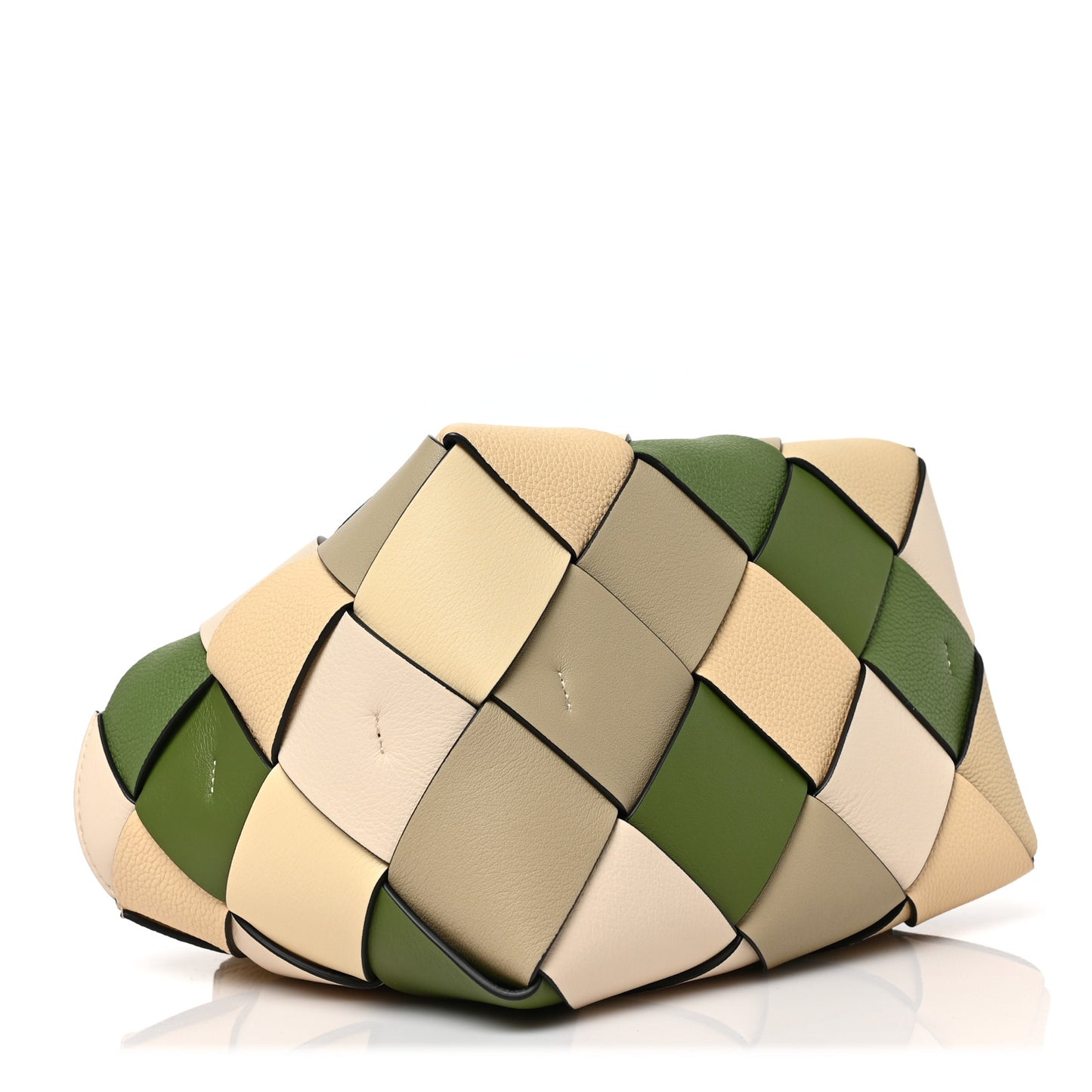 Calfskin Woven Small The Surplus Collection Basket Bag Avocado Ivory
