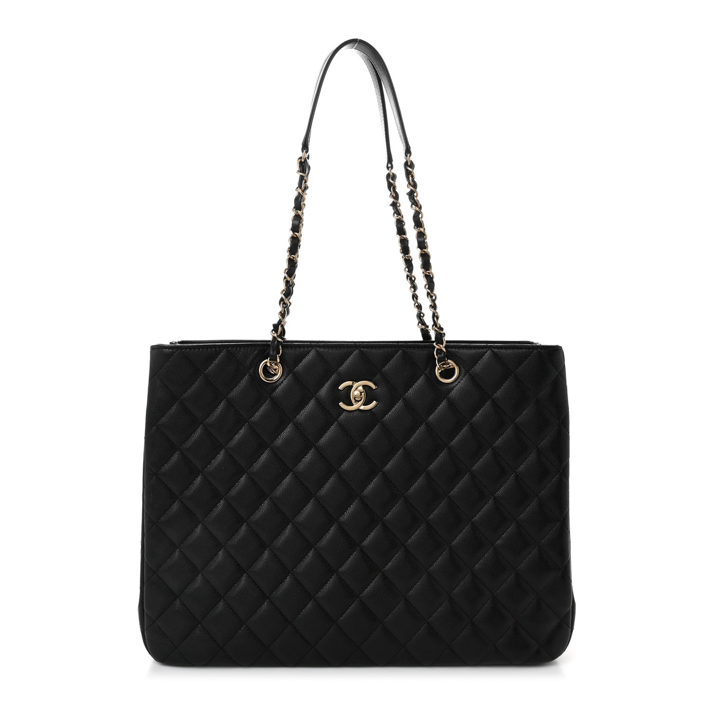 Caviar Quilted Large Shopping Black