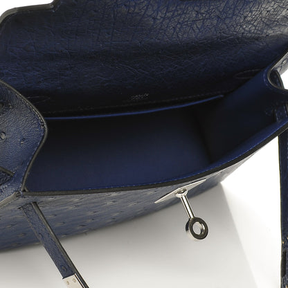 Hermes Ostrich Kelly Pochette Bleu Saphir 17 of 18