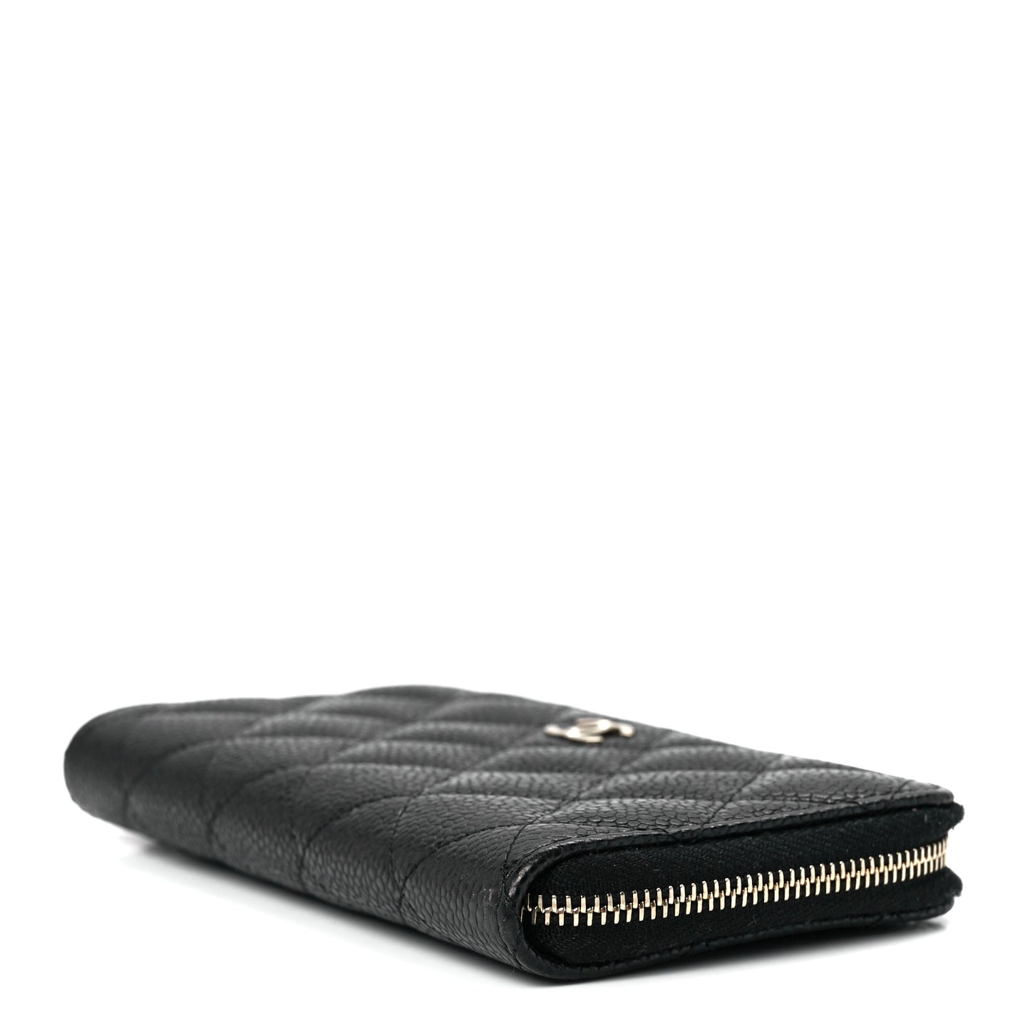 Caviar Quilted Medium Zip Around Wallet Black
