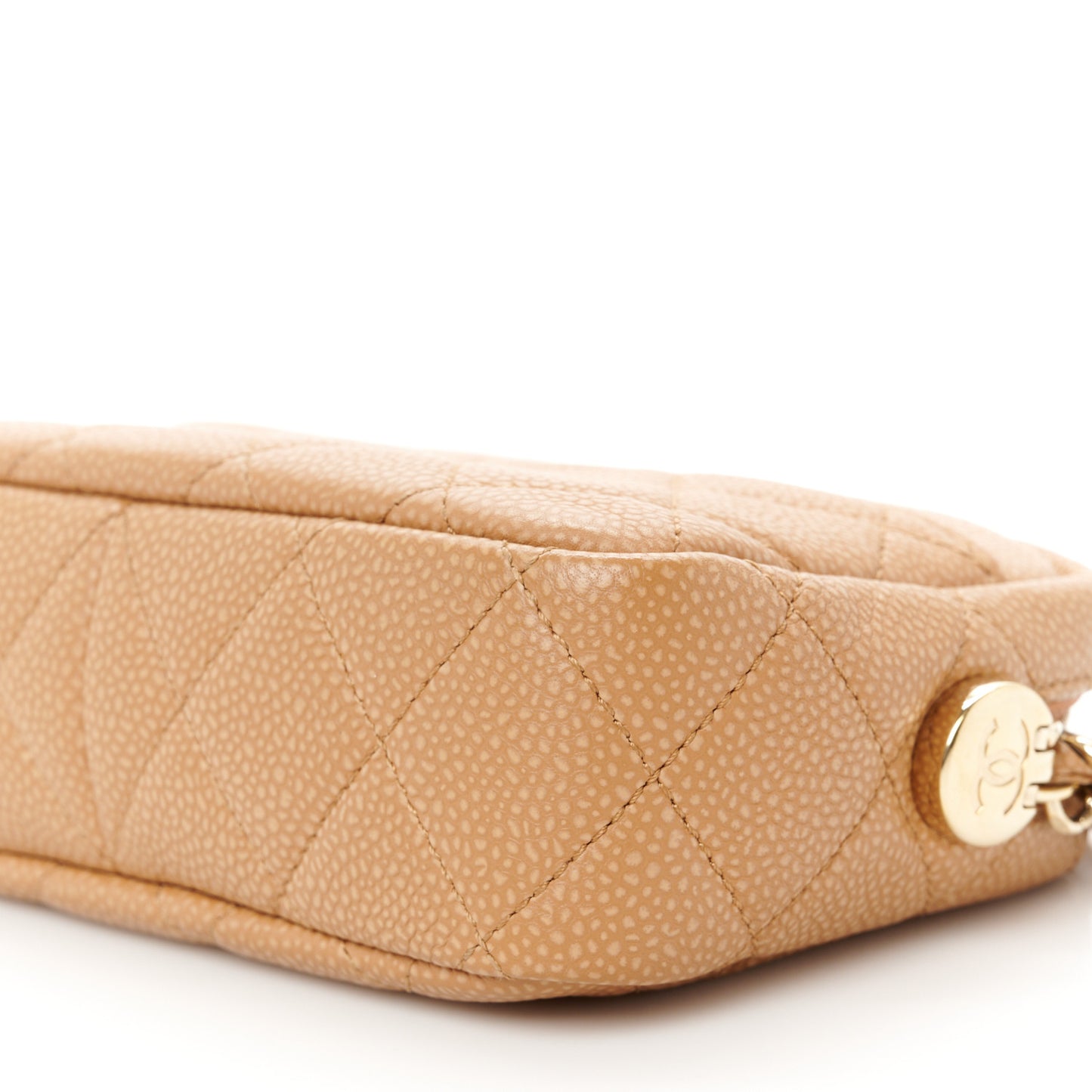 Caviar Quilted Mini Coco Tassel Camera Case Beige