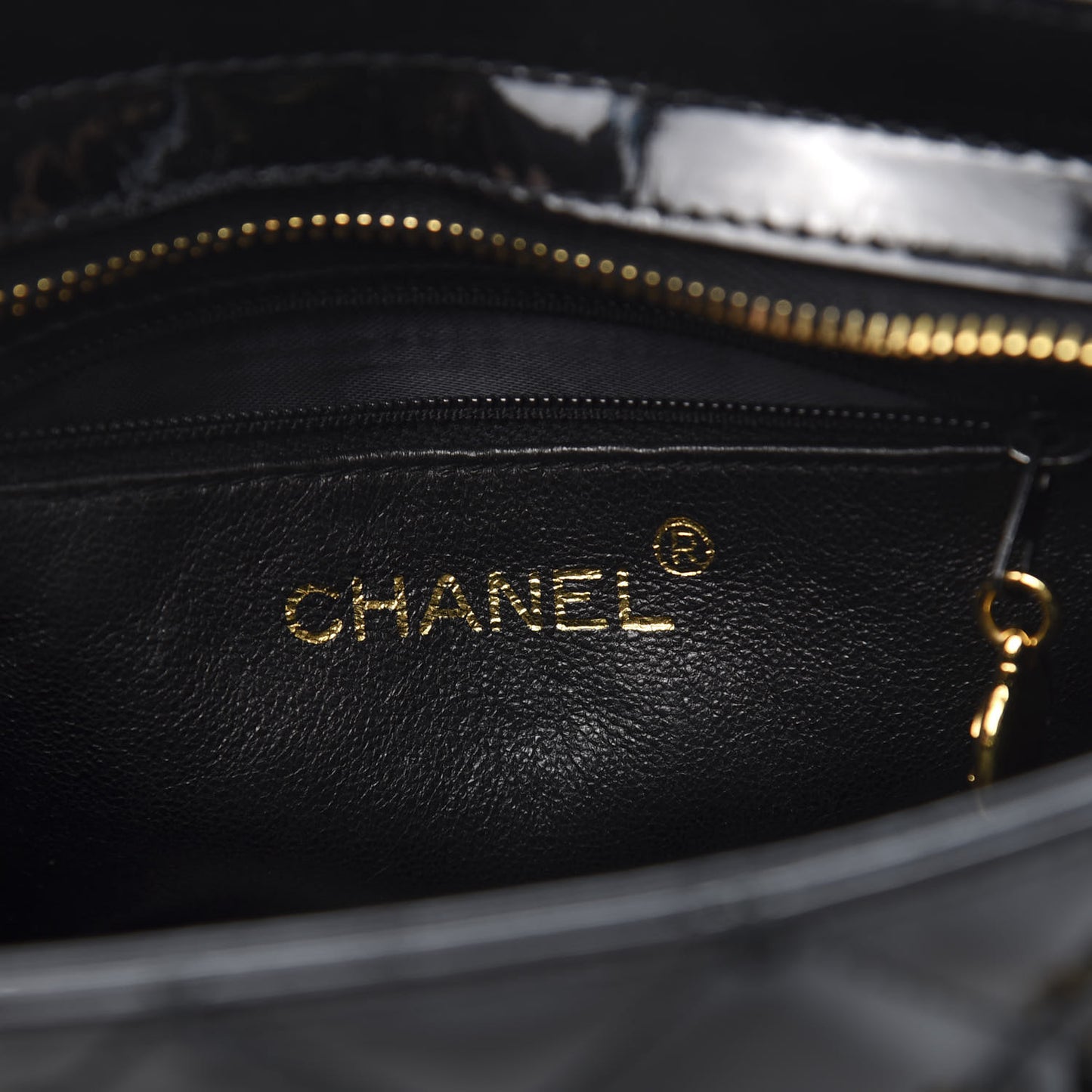 Patent Quilted Mini Shoulder Bag Black