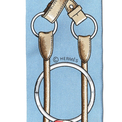 Hermes Silk Jumping Twilly Bleu Glacier Corail 3 of 4