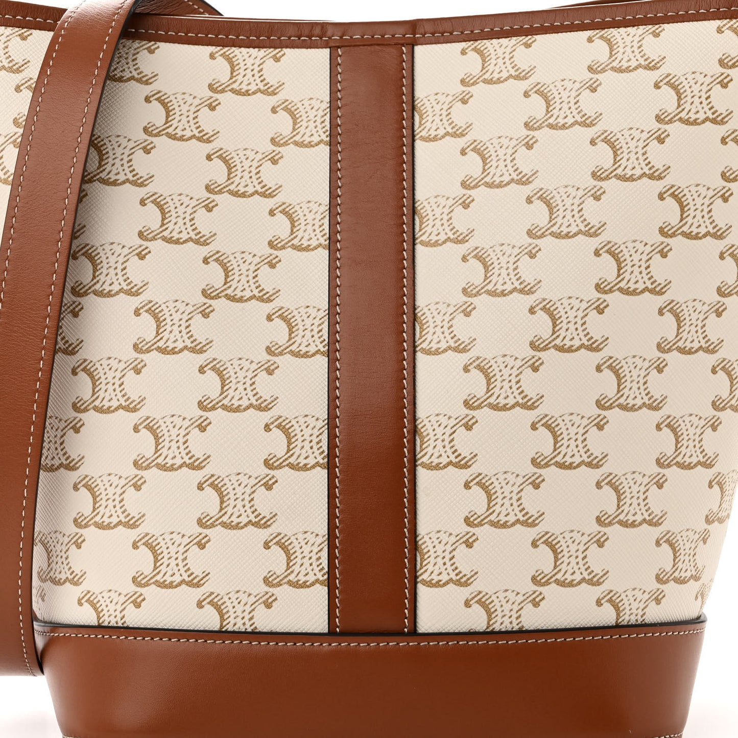 Triomphe Canvas Calfskin Small Bucket Bag White