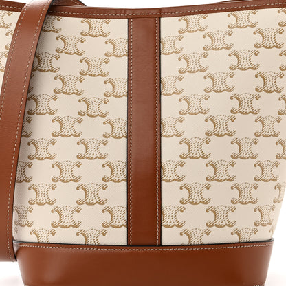Celine Triomphe Canvas Calfskin Small Bucket Bag White 8 of 11