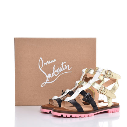 Christian Louboutin Patent Nappa Studded Rock N Buckle Flat Sandals 39 Latte 10 of 10