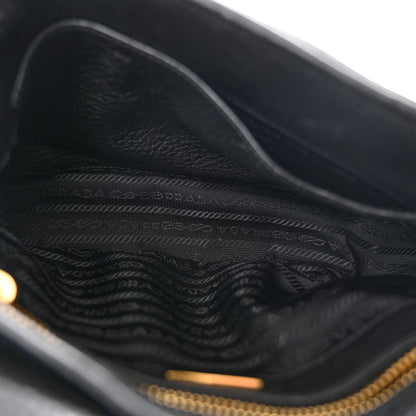 Prada Vitello Daino Double Buckle Messenger Bag Black 5 of 11