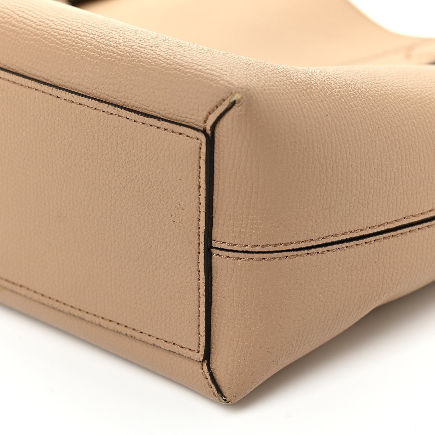 Grainy Calfskin Haymarket Check Small Reversible Tote Mid Camel