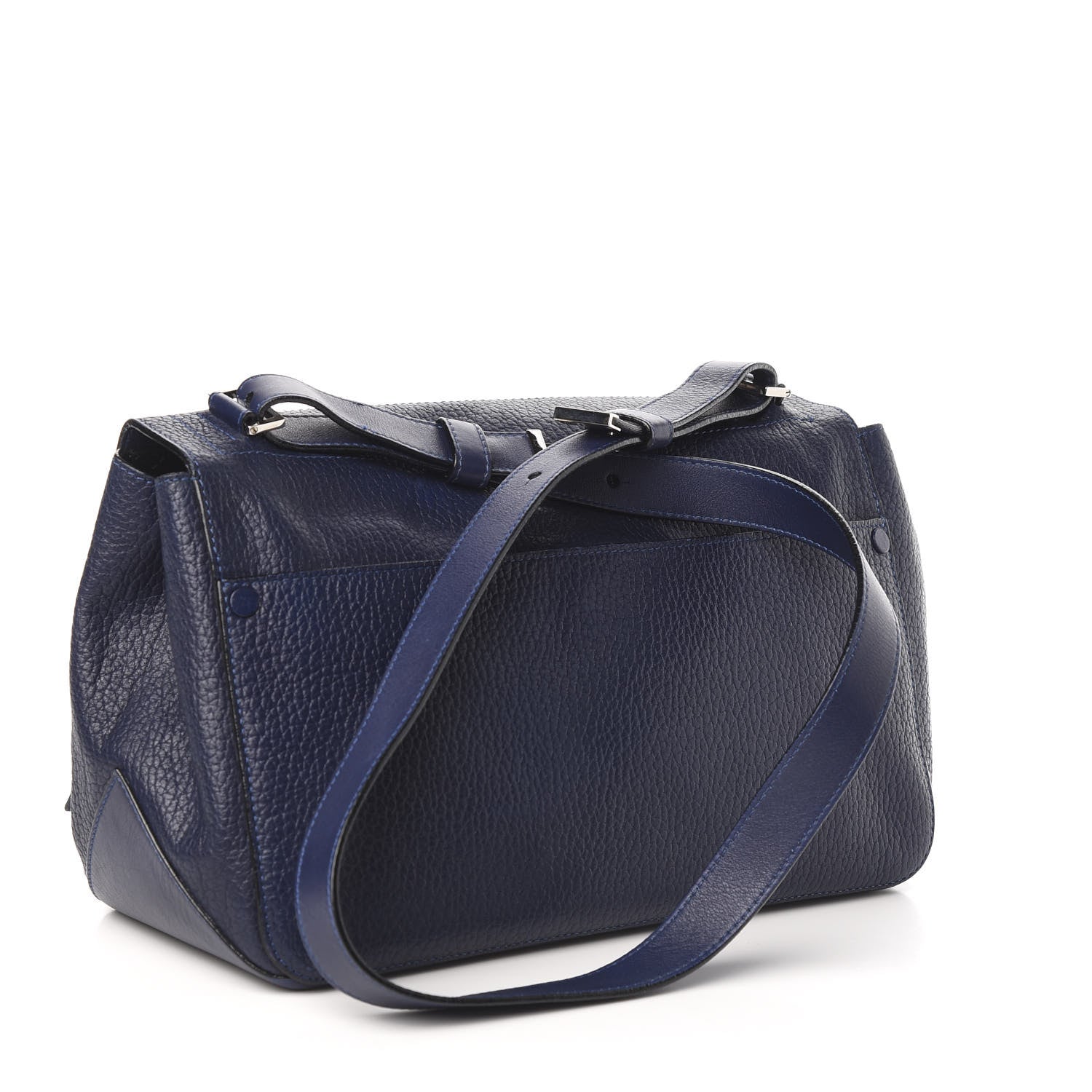 Proenza Schouler Pebbled Calfskin Double Sided PS Courier Bag Indigo 3 of 9