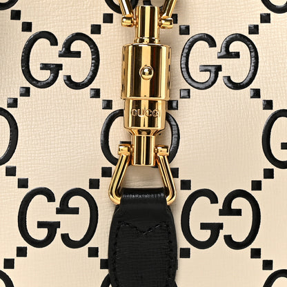 Gucci Azalea Calfskin GG Monogram Bi-Color Debossed Small Jackie 1961 Hobo Mystic White Black 8 of 10