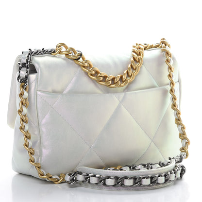 Chanel Iridescent Calfskin Quilted Medium Chanel 19 Flap White 3 of 10