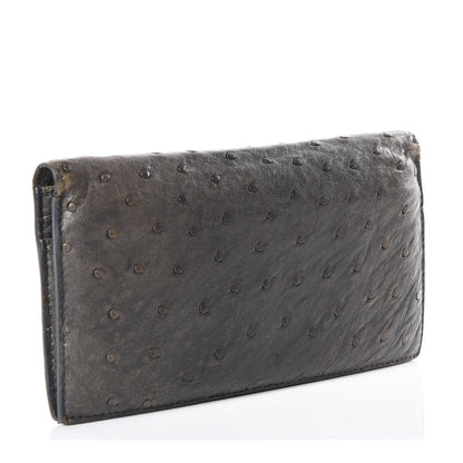 Bottega Veneta Ostrich Intrecciato Long Bi-Fold Wallet Ardoise 2 of 12