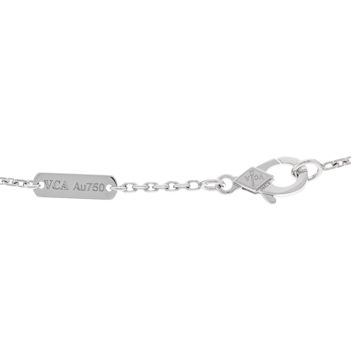 18K White Gold Chalcedony Vintage Alhambra Pendant Necklace
