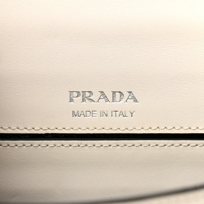 Prada City Calf Plex Ribbon Bag White Black 6 of 12