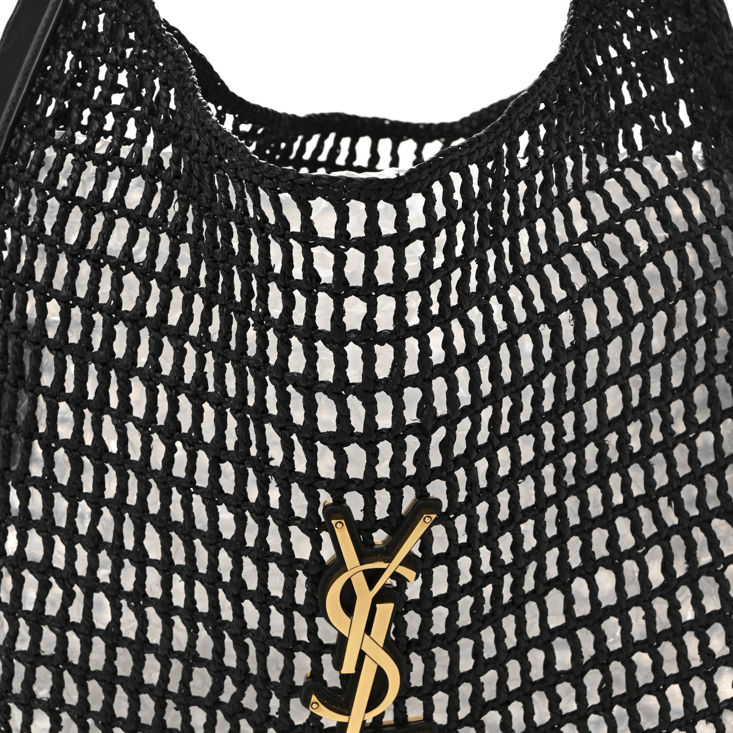 Raffia Calfskin Oxalis Shoulder Bag Black