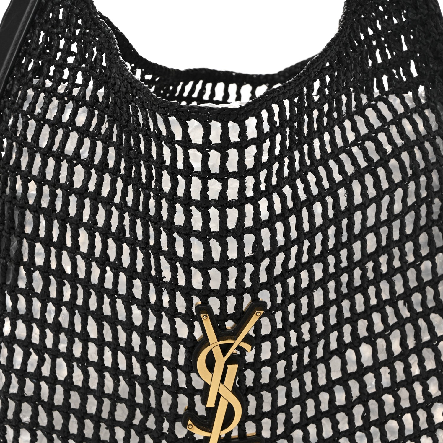 Saint Laurent Raffia Calfskin Oxalis Shoulder Bag Black 8 of 10