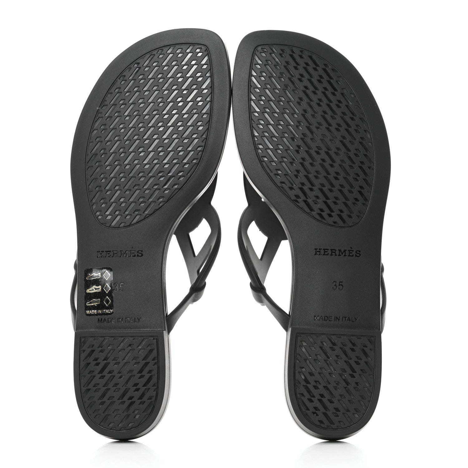 Hermes Rubber Womens Egerie Sandals 35 Black 5 of 9