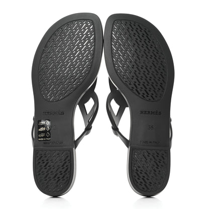 Hermes Rubber Womens Egerie Sandals 35 Black 5 of 9