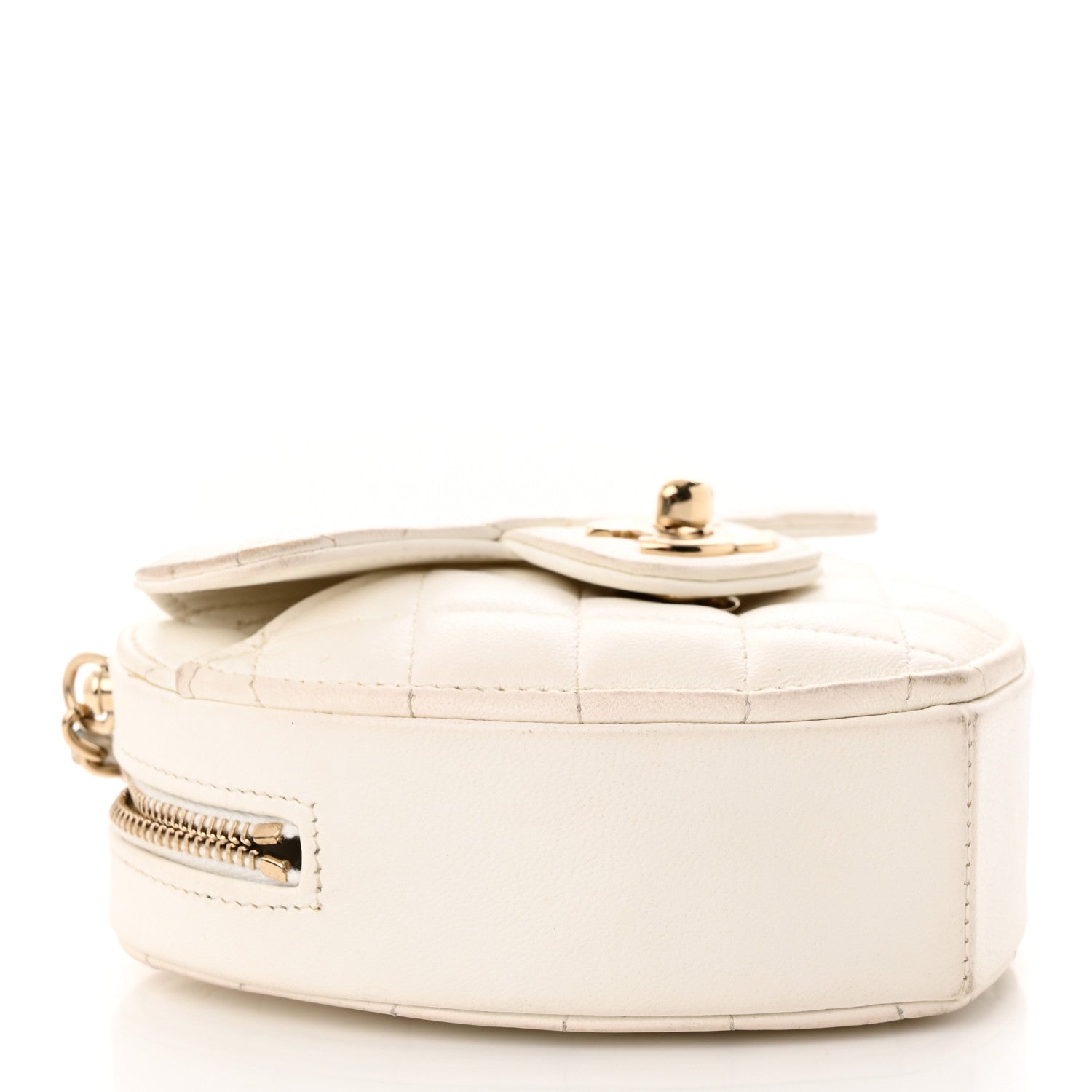 Chanel Lambskin Quilted CC In Love Heart Clutch With Chain White 4 of 12