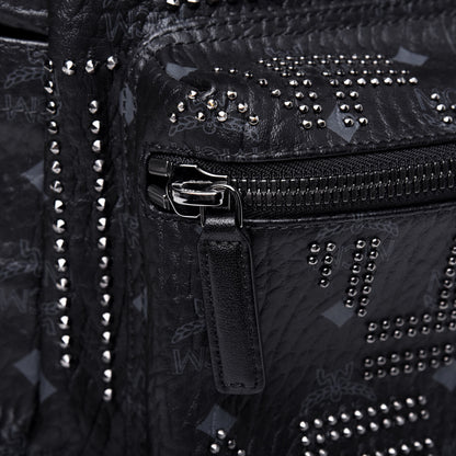 MCM Visetos Studded Medium Stark Gunta Backpack Black 12 of 15