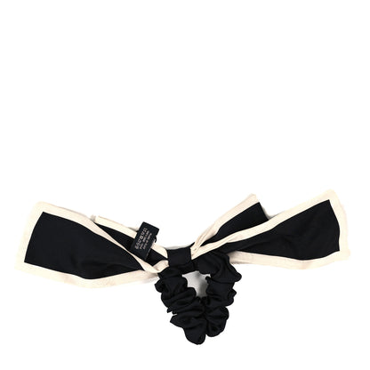 Chanel Silk Hair Tie Black Ivory 2 of 3