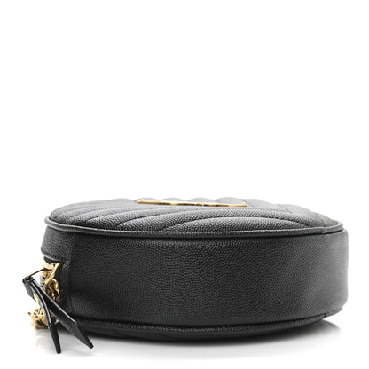 Saint Laurent Grain De Poudre Matelasse Chevron Quilted Round Vinyle Camera Bag Black 4 of 11