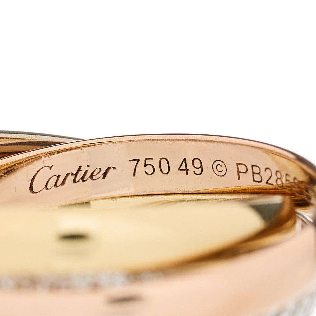Cartier 18K White Yellow Pink Gold Diamond Small Trinity Paved Ring 49 5 3 of 4