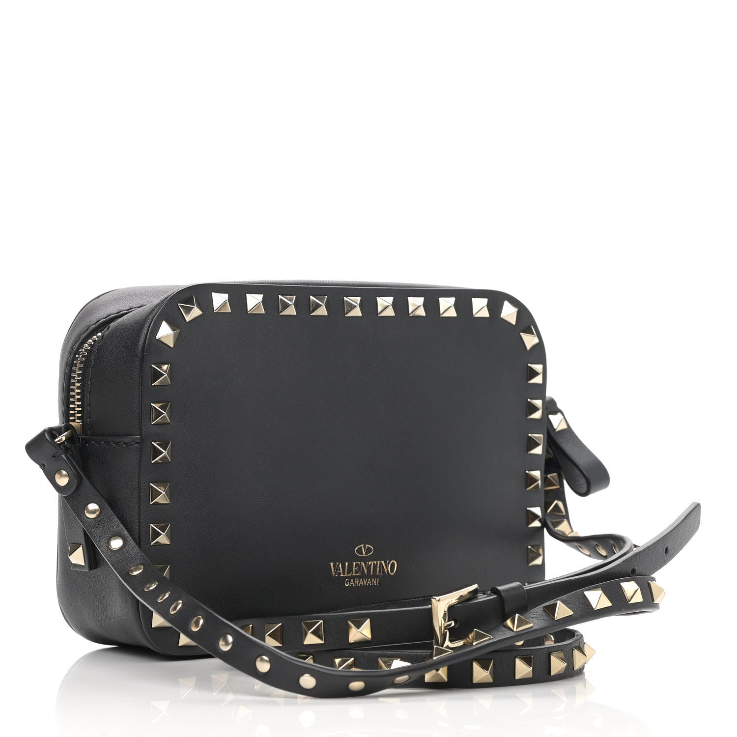 Valentino Garavani Calfskin Rockstud Camera Crossbody Bag Black 3 of 11