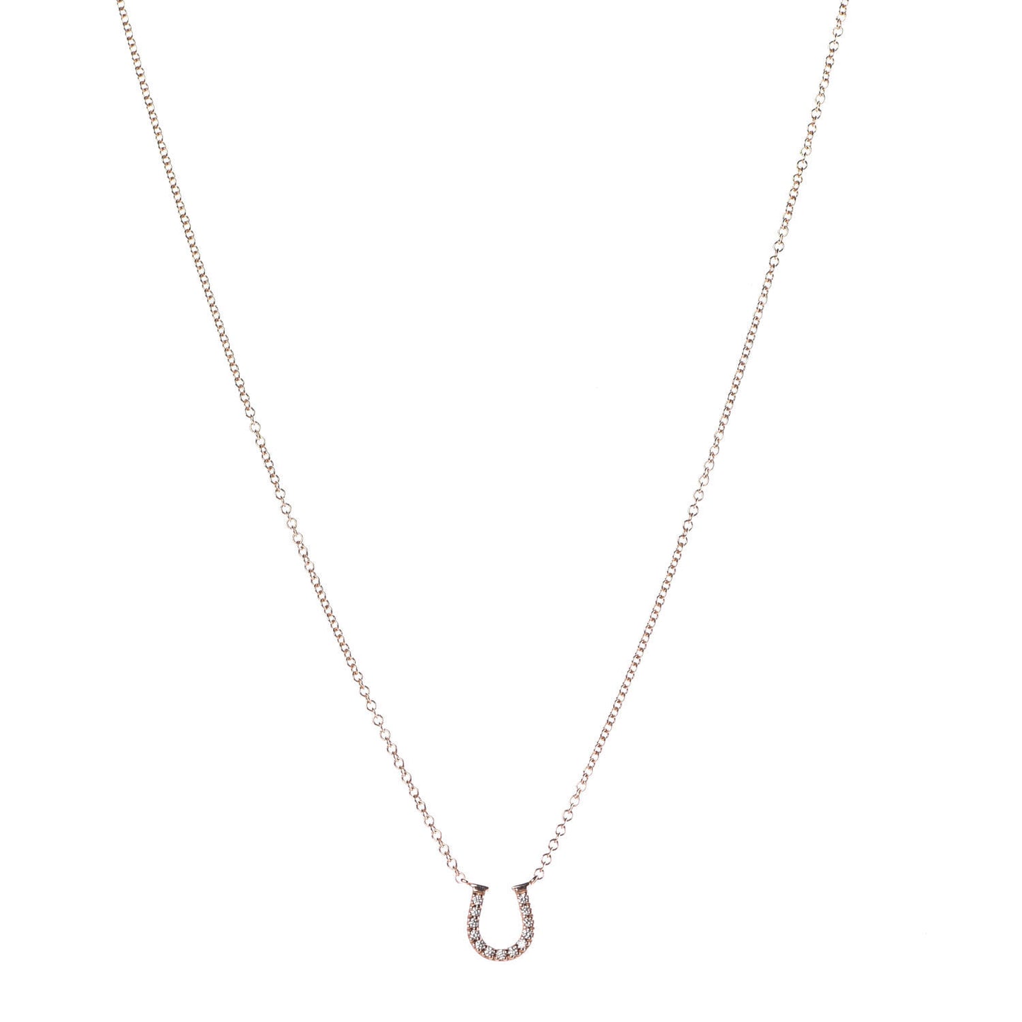 18K Rose Gold Diamond Mini Metro Horseshoe Pendant Necklace