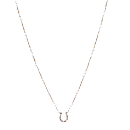 Tiffany 18K Rose Gold Diamond Mini Metro Horseshoe Pendant Necklace 1 of 6