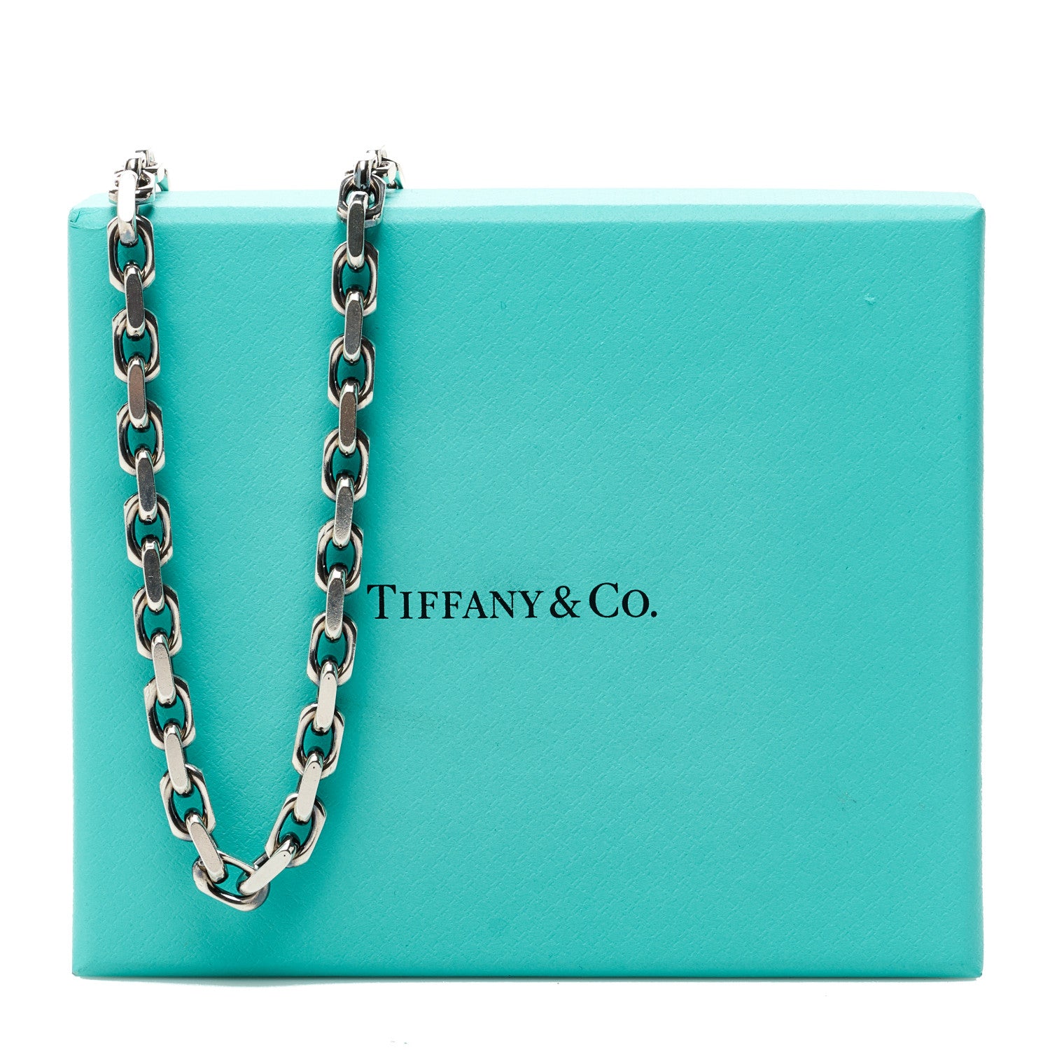 【h-318791130】Tiffany & Co. Tiffany Sterling Silver 18K Yellow Gold Makers Chain Necklace 24