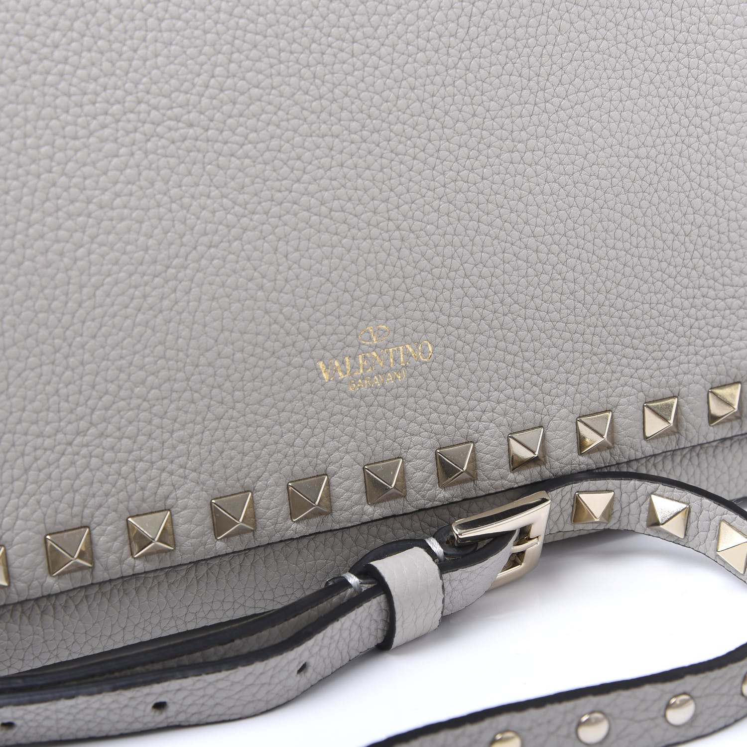 Valentino Garavani Grained Calfskin Small Rockstud Crossbody Opal Grey 8 of 9