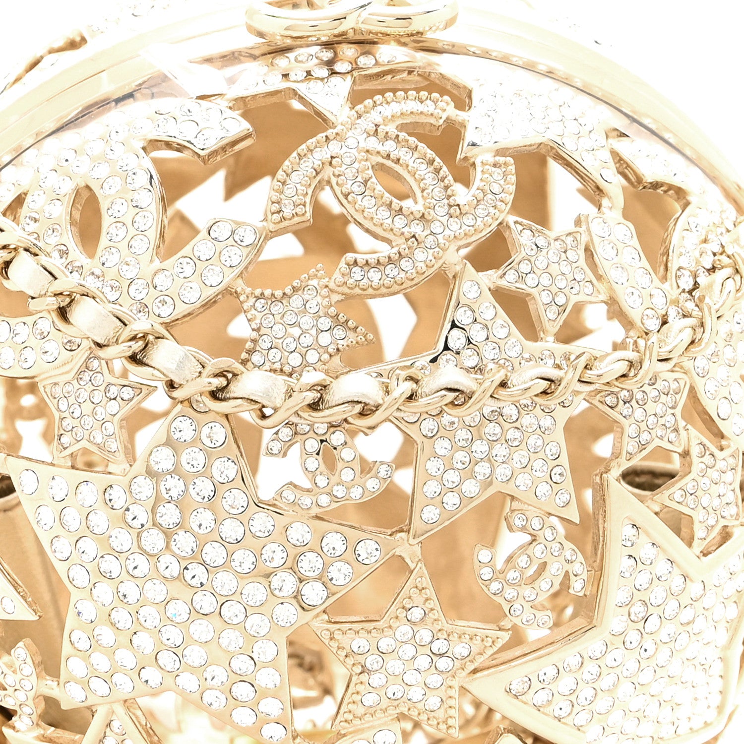 Chanel Metal Strass Crystal Sphere Minaudiere Clutch Gold 9 of 12