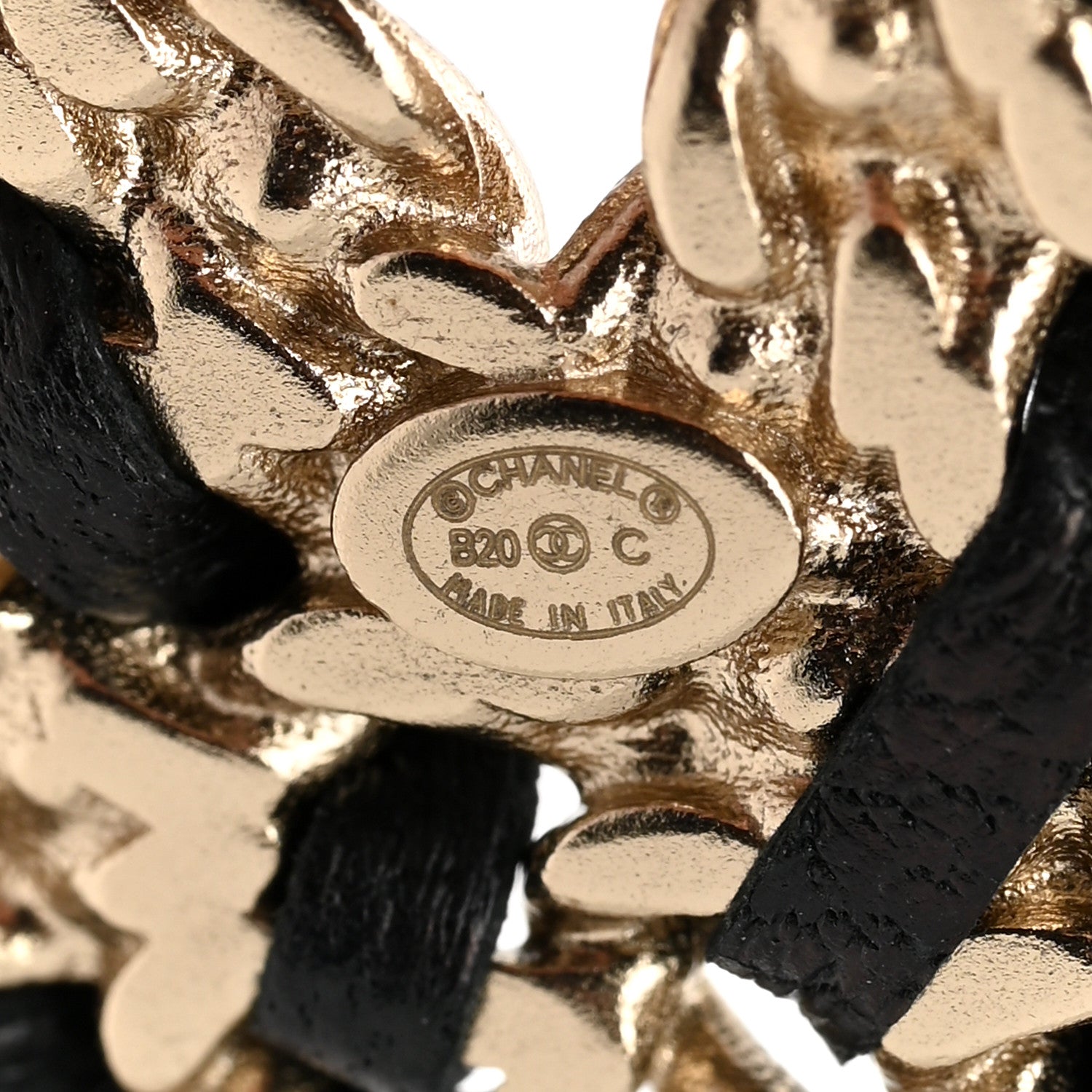 Chanel Crystal Lambskin Chain CC Vintage Allure Stud Earrings Black Gold 4 of 5