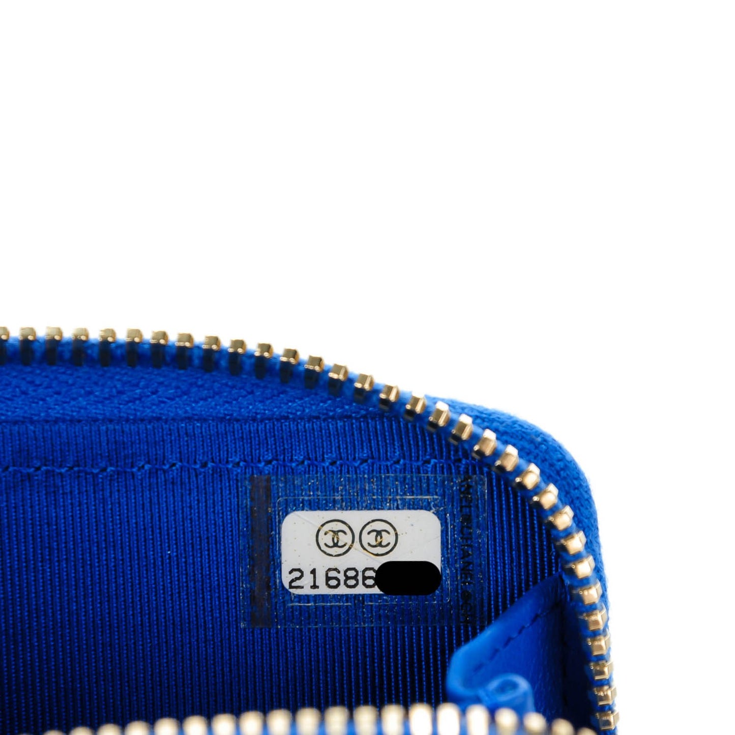 Lambskin Quilted Zip Around Coin Purse Wallet Blue