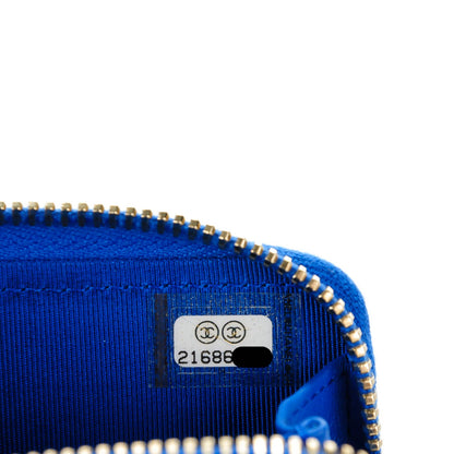 Chanel Lambskin Quilted Zip Around Coin Purse Wallet Blue 7 of 7