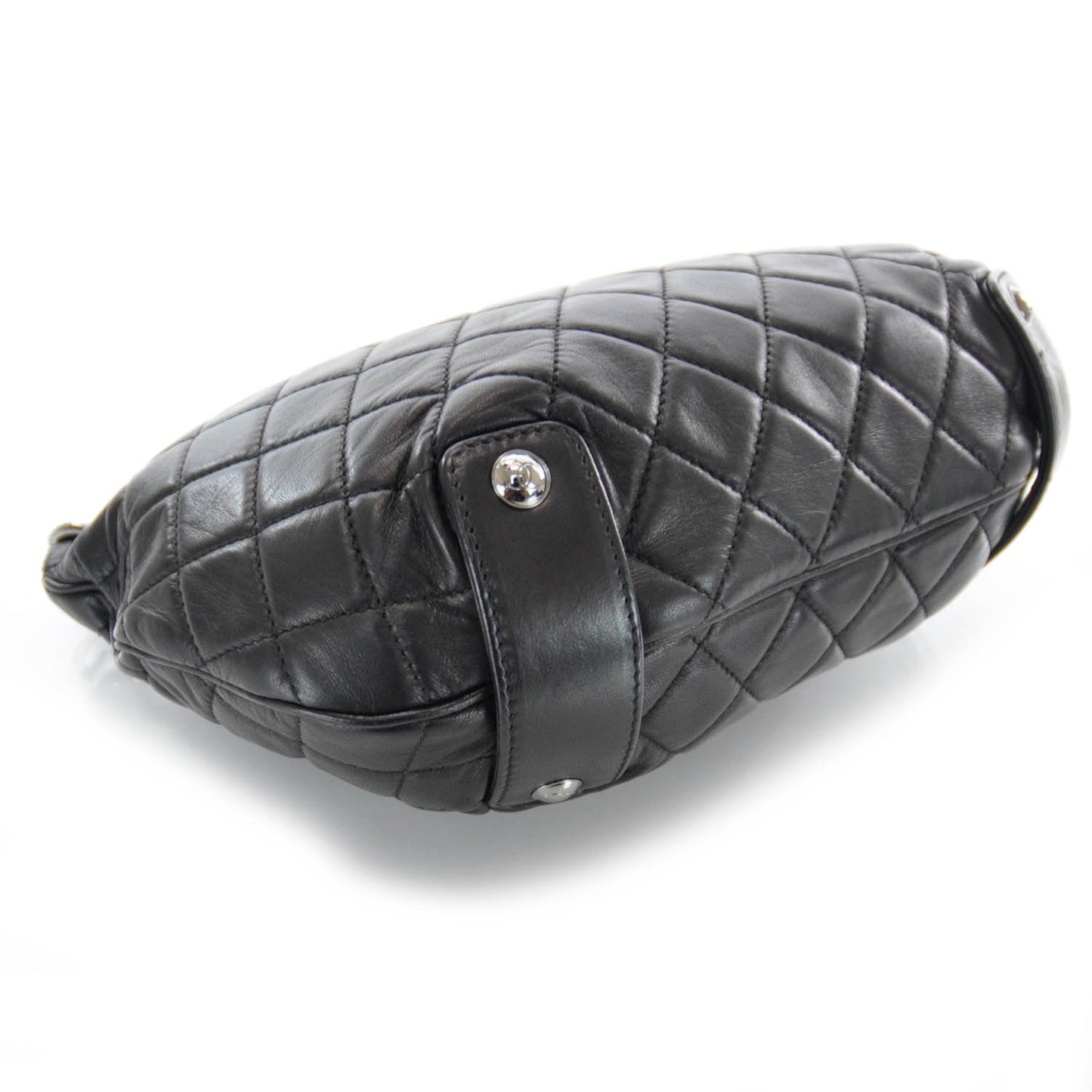 Lambskin Small Chain Mail Hobo Black