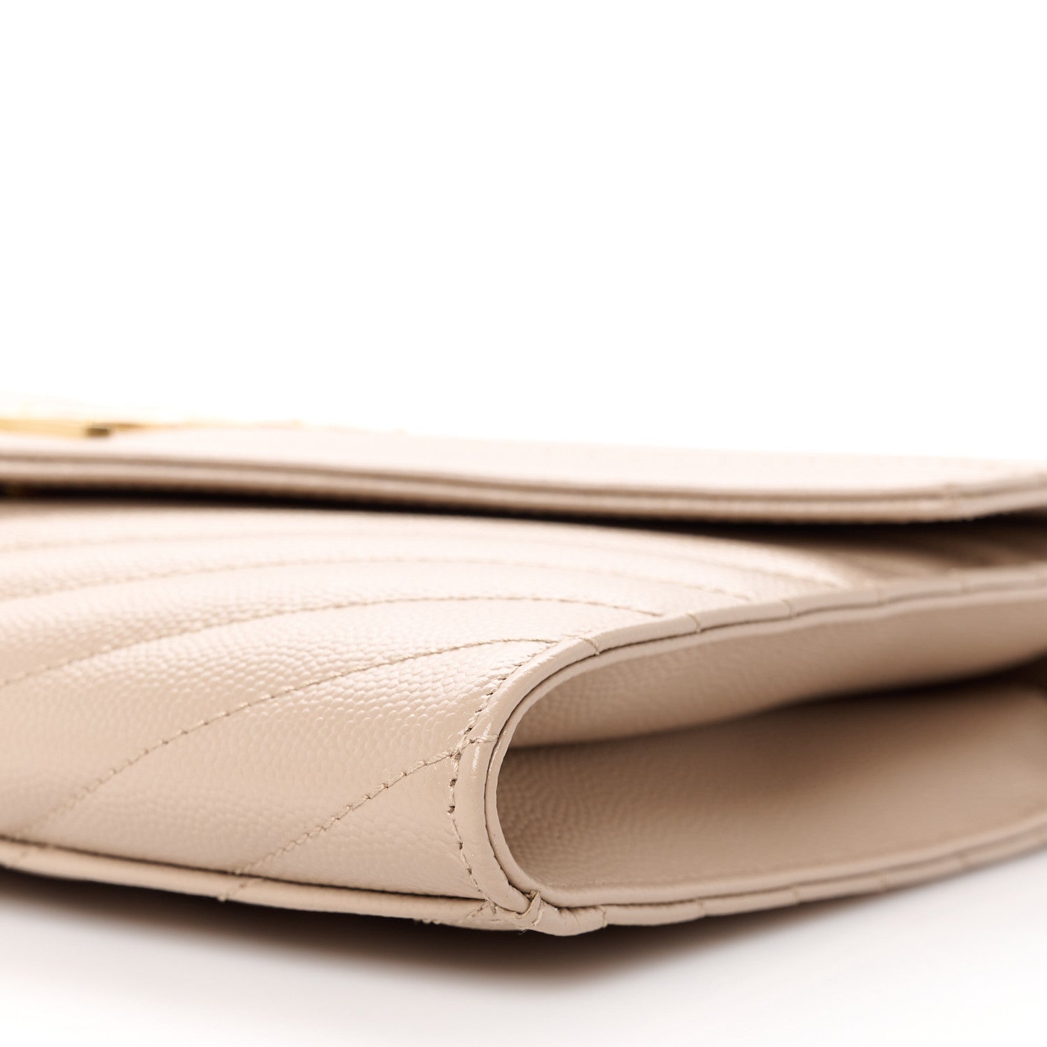 Saint Laurent Grain De Poudre Matelasse Chevron Monogram Envelope Clutch Dark Beige 10 of 10