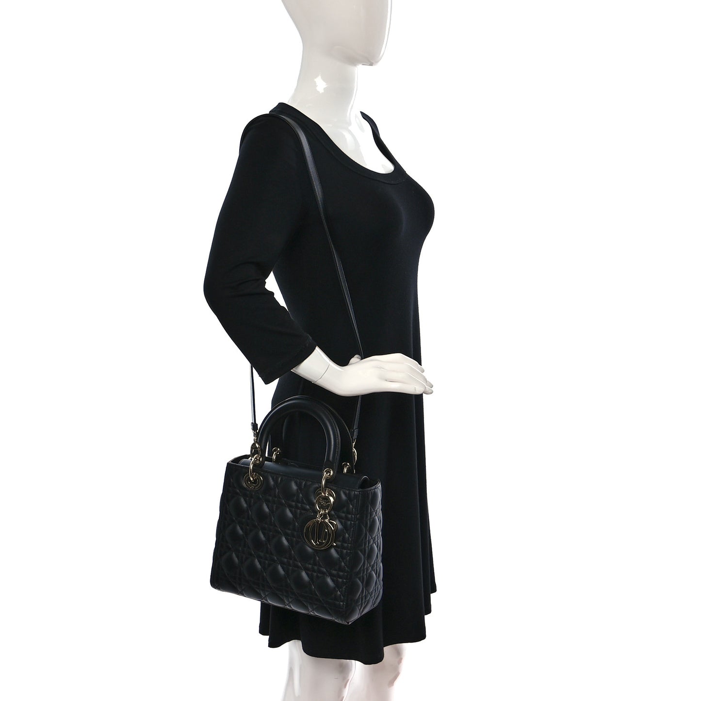 Lambskin Cannage Medium Lady Dior Black