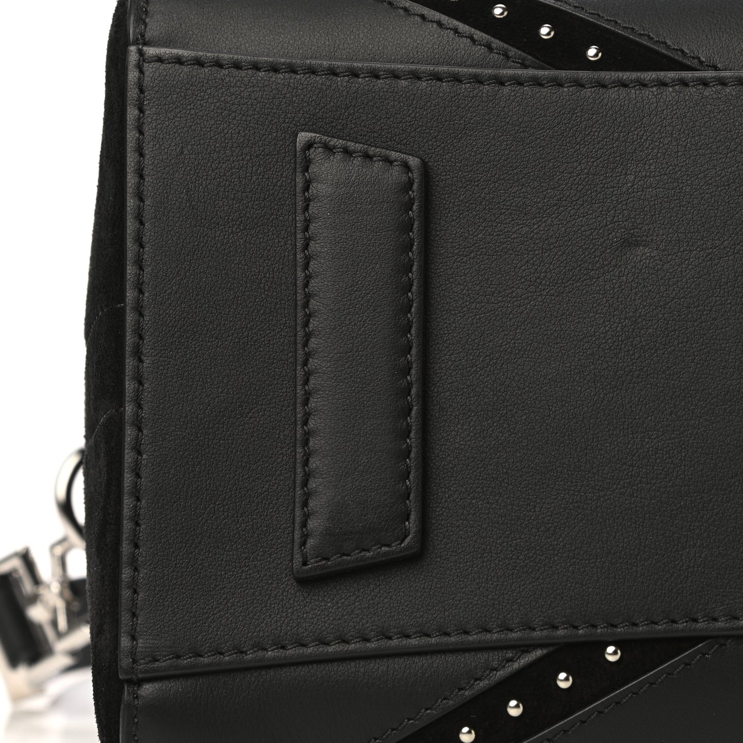 Calfskin Suede Small Studded Chevron Antigona Black