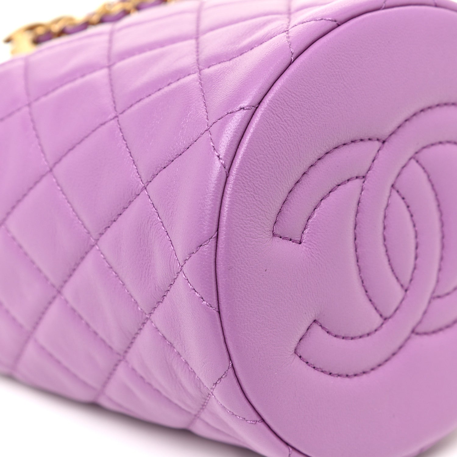 Chanel Lambskin Quilted Pearl Crush Drawstring Bag Purple 7 of 9