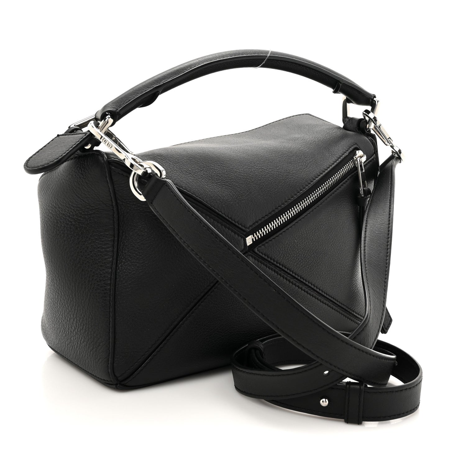 Calfskin Small Puzzle Edge Bag Black