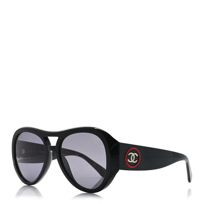 Chanel Acetate CC Pilot Sunglasses 5508 Black 1 of 7