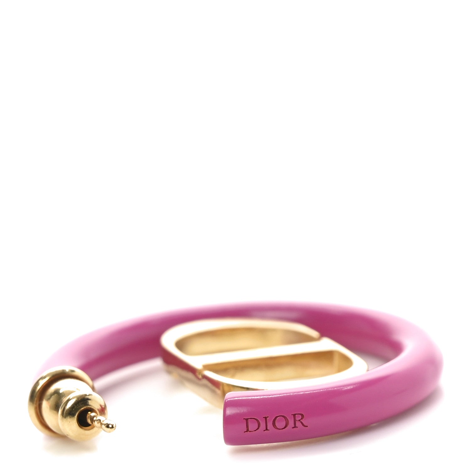 Christian Dior Metal Enamel 30 Montaigne Hoop Earrings Pink Gold 4 of 4
